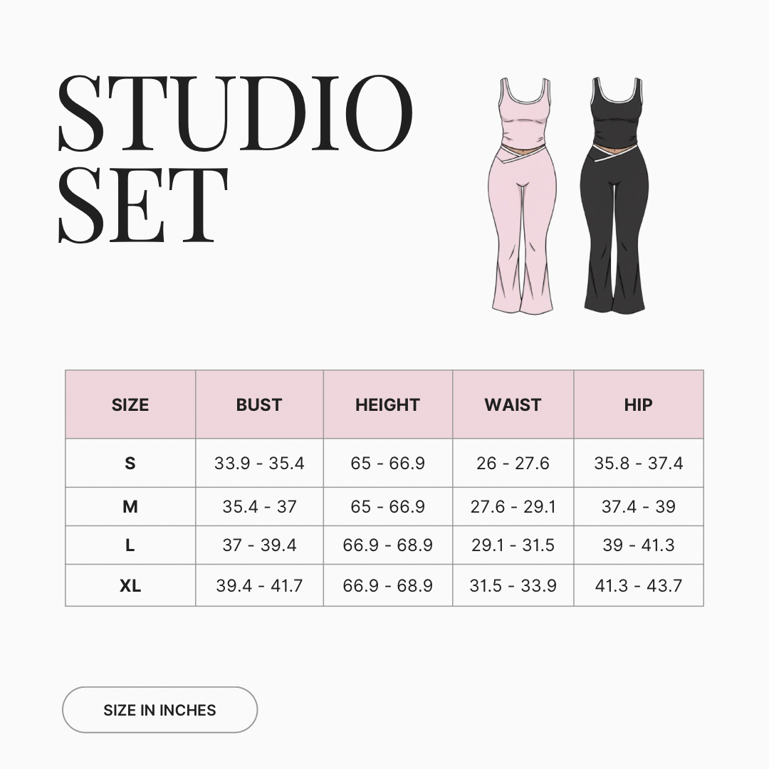 Size guide for Studio Set