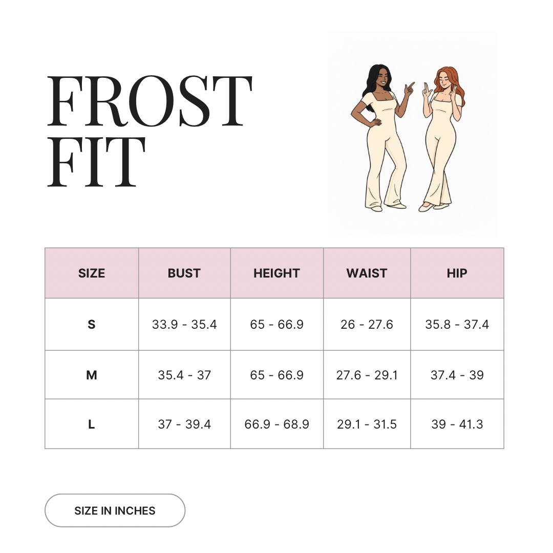 Size guide for FrostFit Jumpsuit